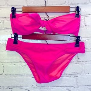 Victoria's Secret Hot Pink Strapless Bikini Swimsuit Set Size Small & Large